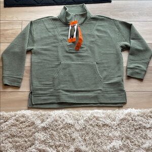 New Women’s Kirkland Ottoman half-zip olive green Sweater